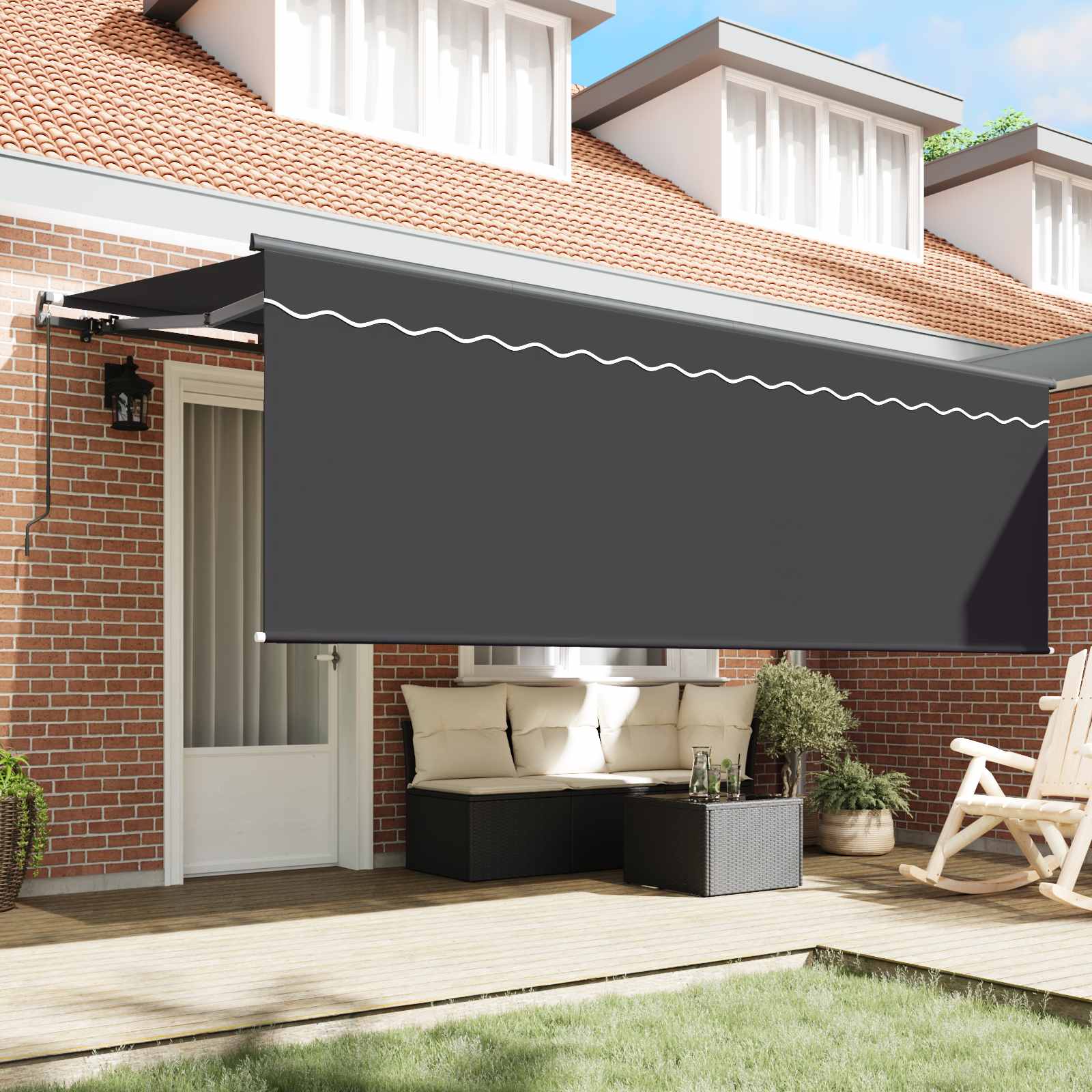 Skrovita tenda Antracit 400 x 200 cm Poliester i aluminij