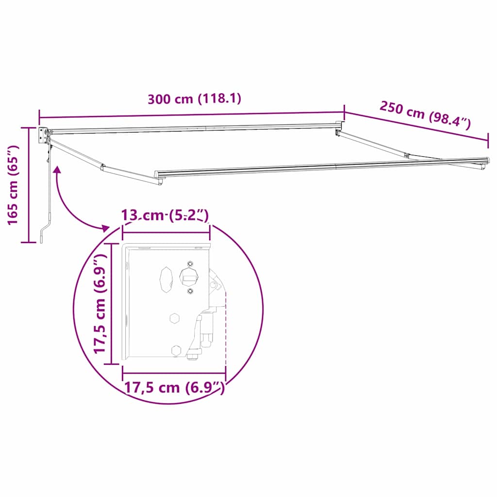 Nadstrešnica Narančasta i smeđa 300 x 250 cm Poliester i metal