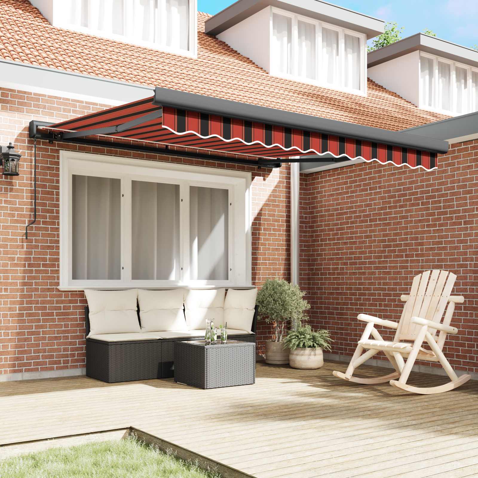 Povlačivi tende Crvena i Crna 300 x 250 cm Platno i Aluminij