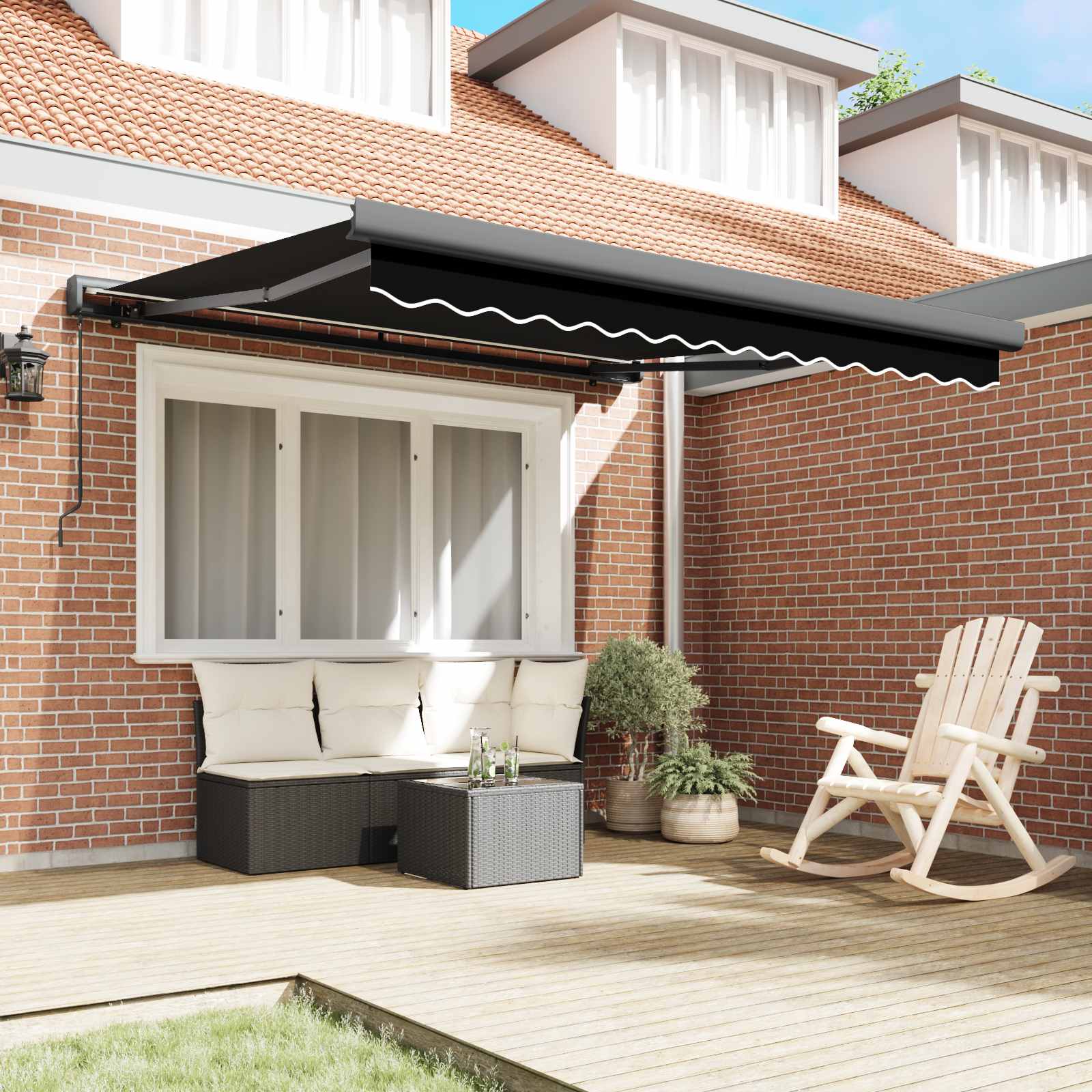 Povlačivi tende Crna 300 x 250 cm Platno i Aluminij