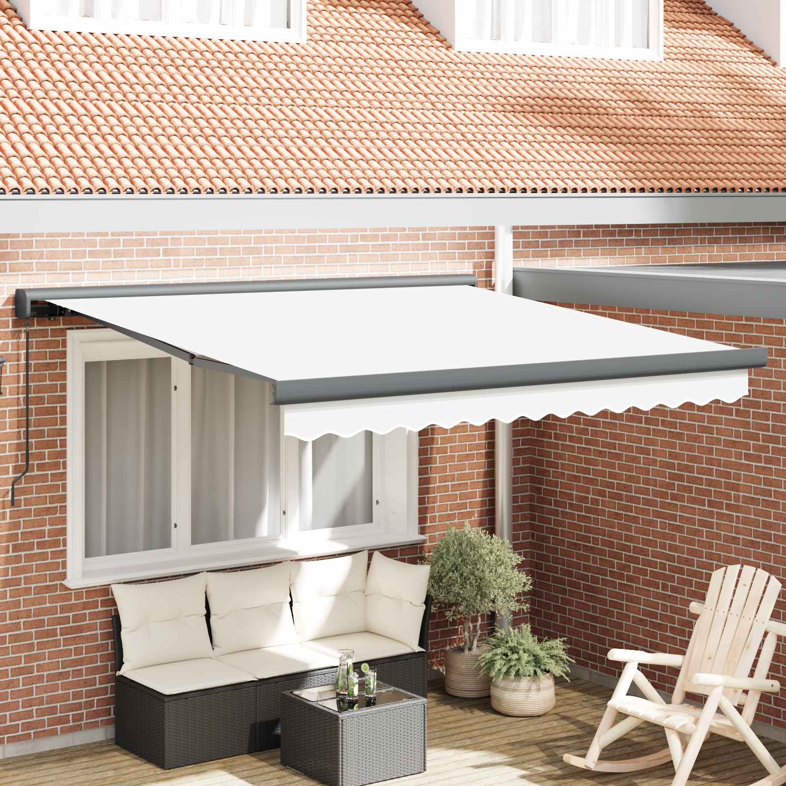 Povlačivi tende Bijela 300 x 250 cm Platno i Aluminij