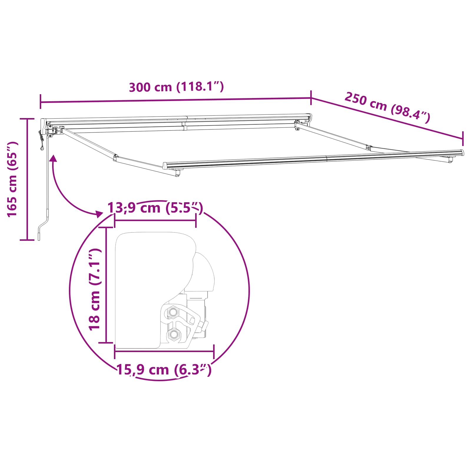 Okvir tende Svijetlo siva 300 x 250 cm Poliester s PU premazom