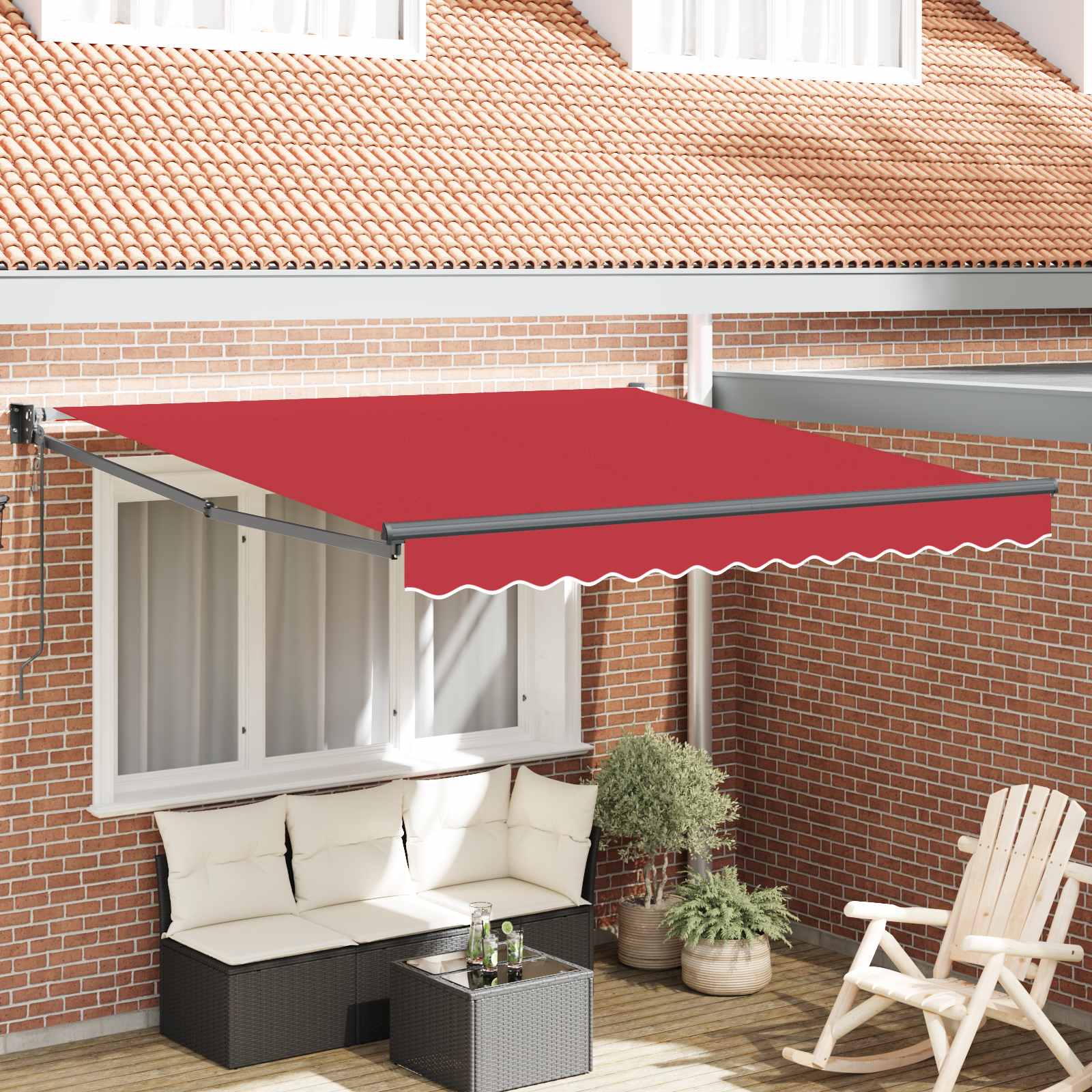 Nadstrešnica Crvena 300 x 250 x 165 cm Poliester i metal