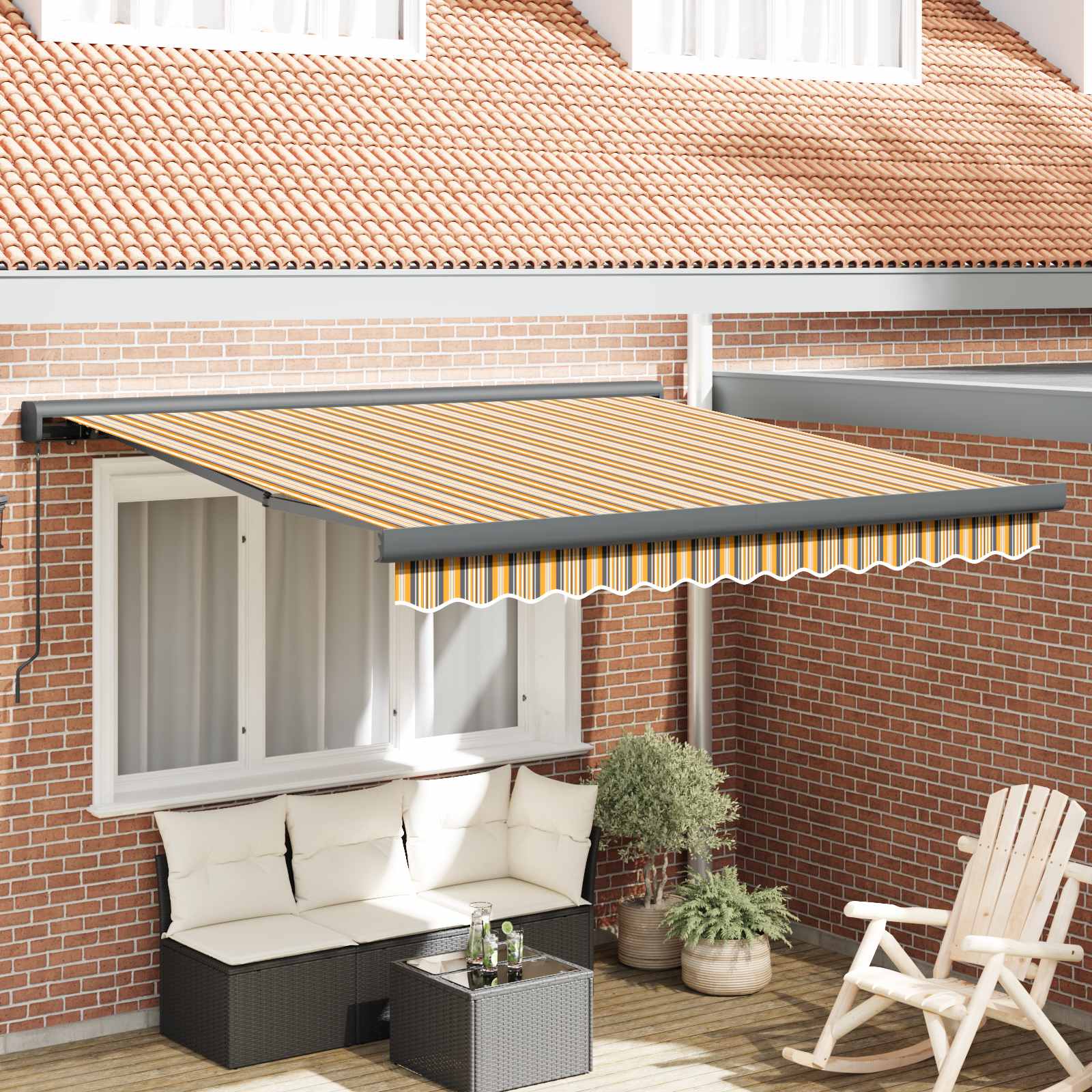 Povlačivi tende Šareni 350 x 250 cm Platno i Aluminij