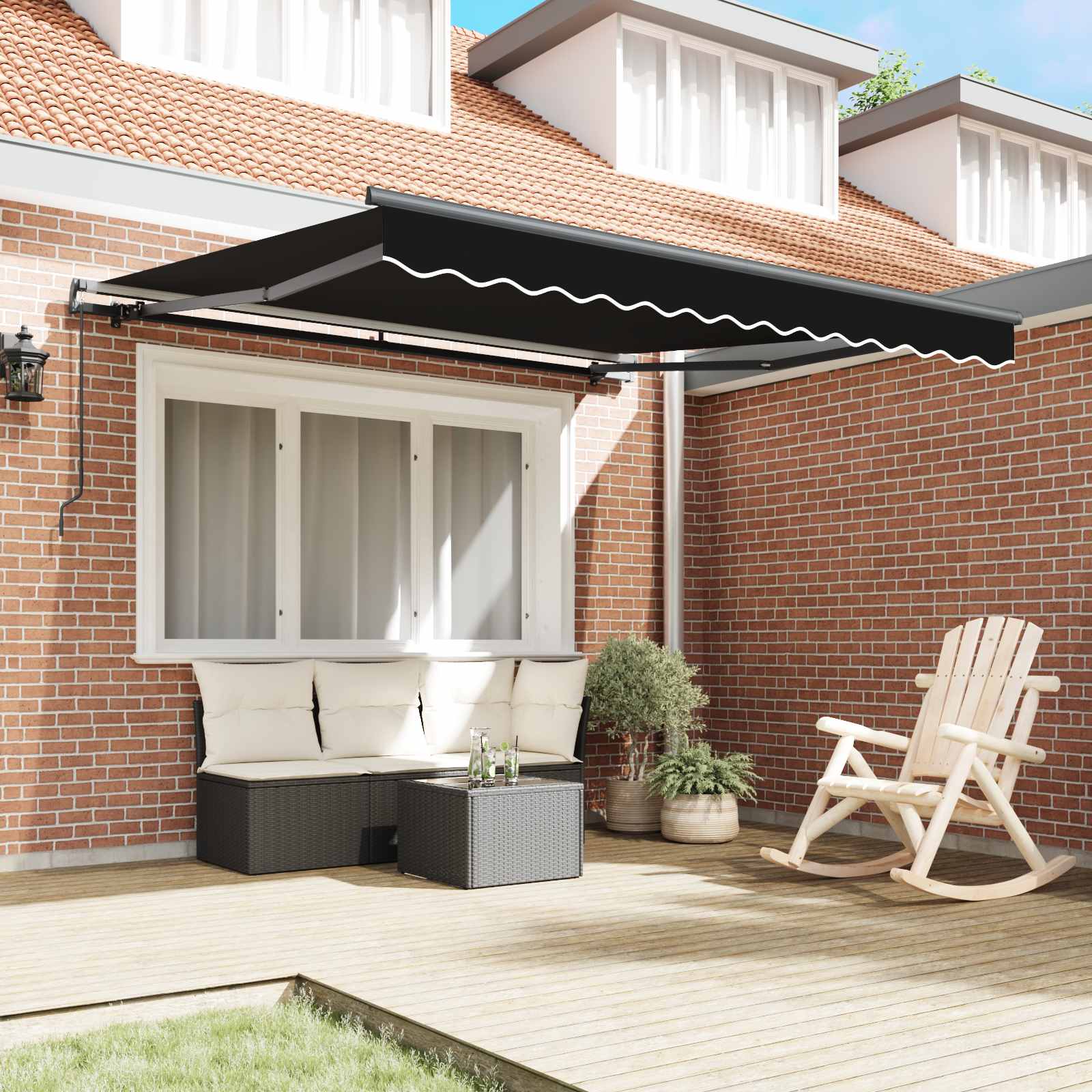 Povlačivi tende Crna 350 x 250 cm Poliester i aluminij
