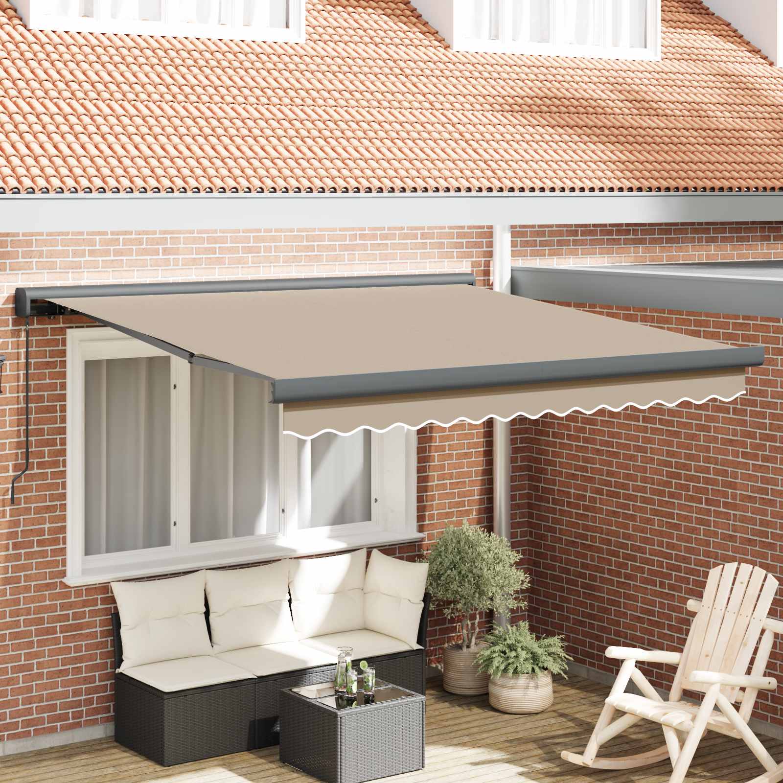 Povlačivi tende Bež 350 x 250 cm Platno i Aluminij