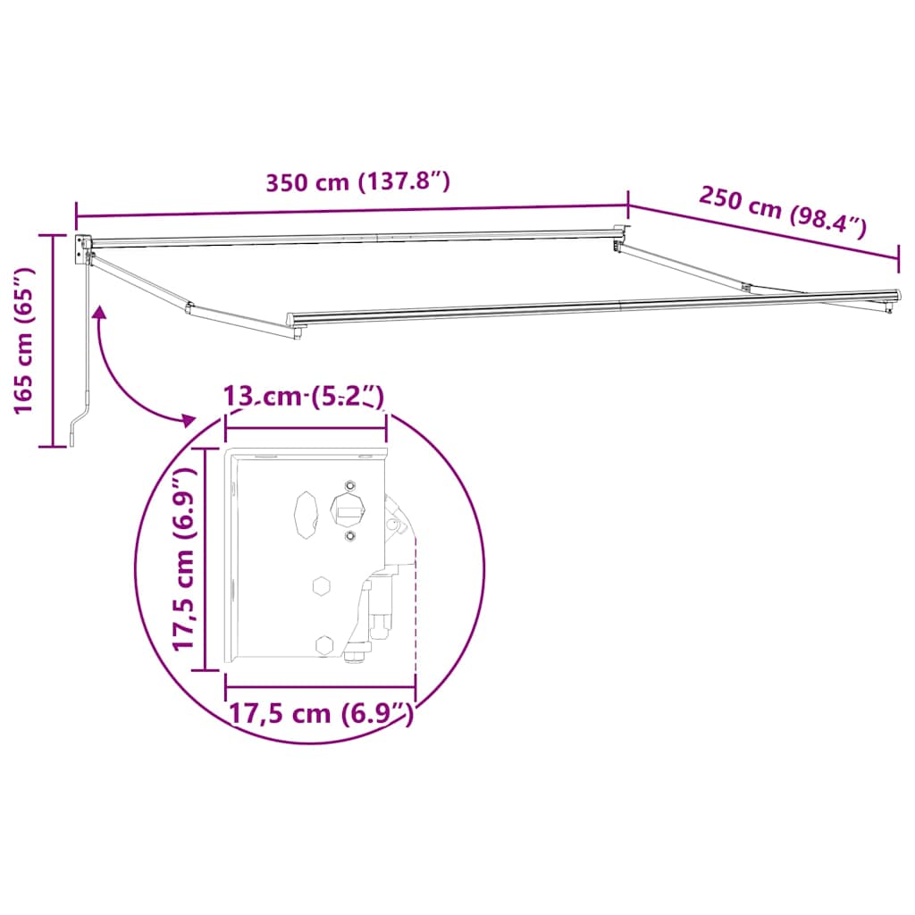 Povlačivi tende Svjetlosiva 350 x 250 cm