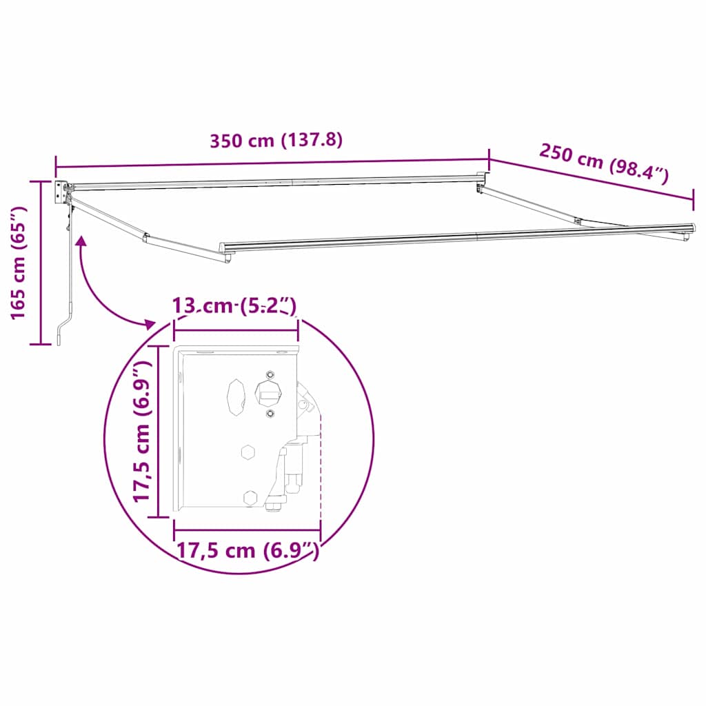 Nadstrešnica Crvena 350 x 250 cm Poliester i metal