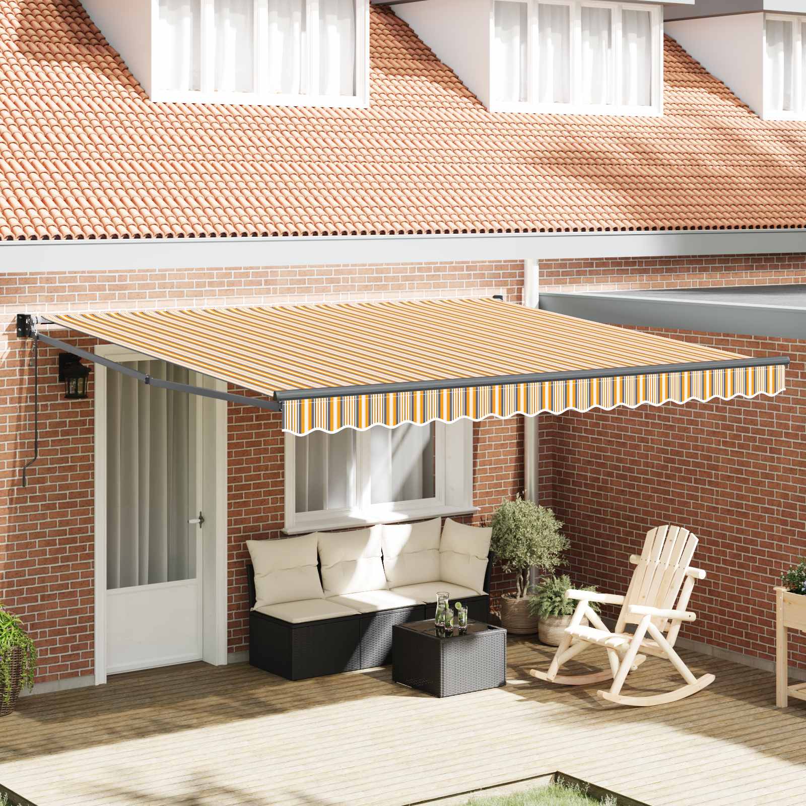 Nadstrešnica Šareni 400 × 300 cm Poliester i metal