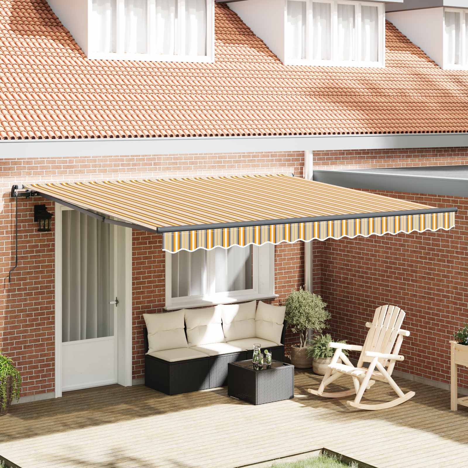 Povlačivi tende Šareni 400 × 350 cm Poliester i aluminij