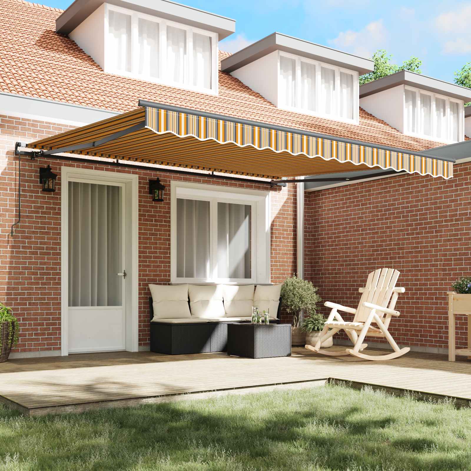 Povlačivi tende Šareni 400 × 350 cm Poliester i aluminij