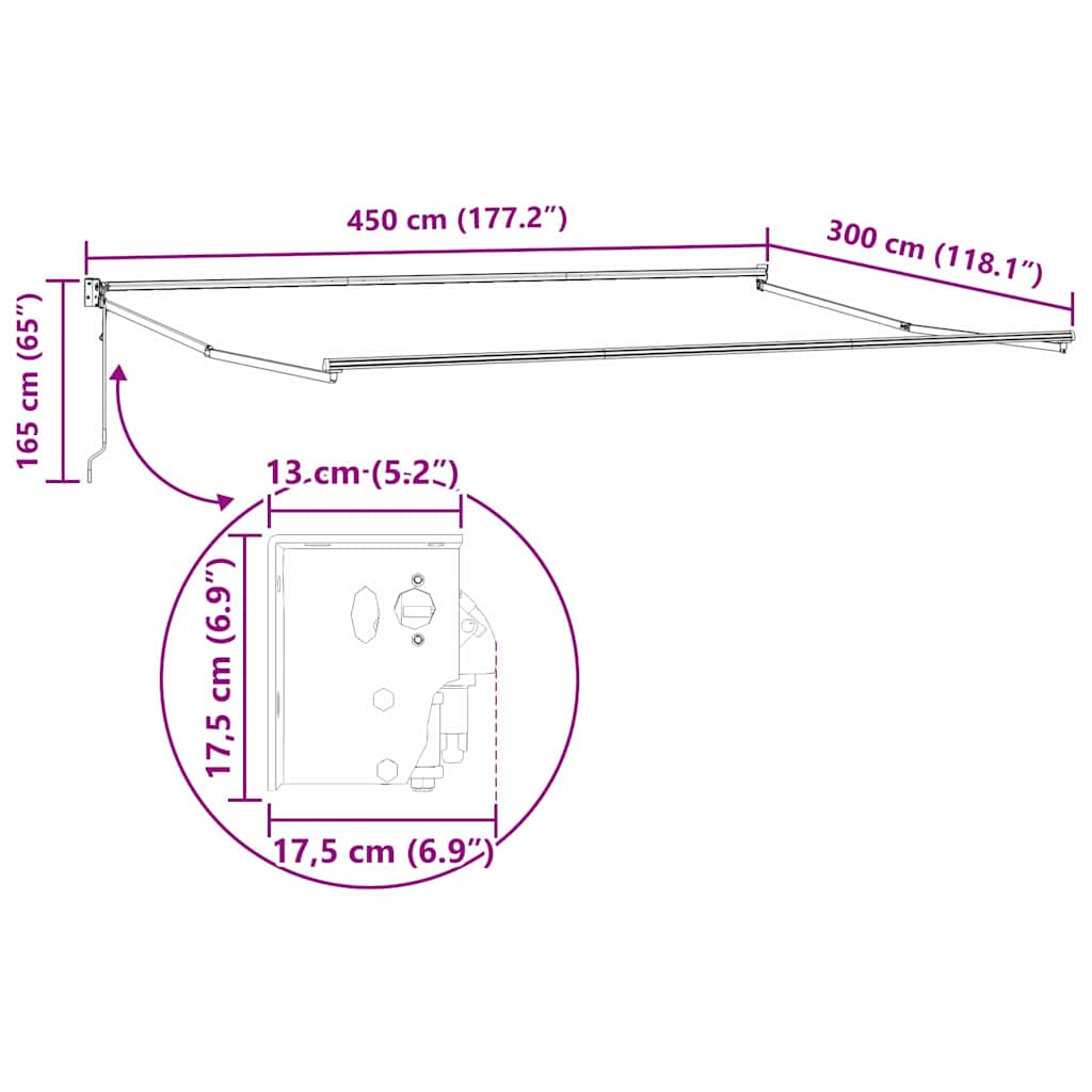 Nadstrešnica Šareni 450 × 300 cm Poliester i metal