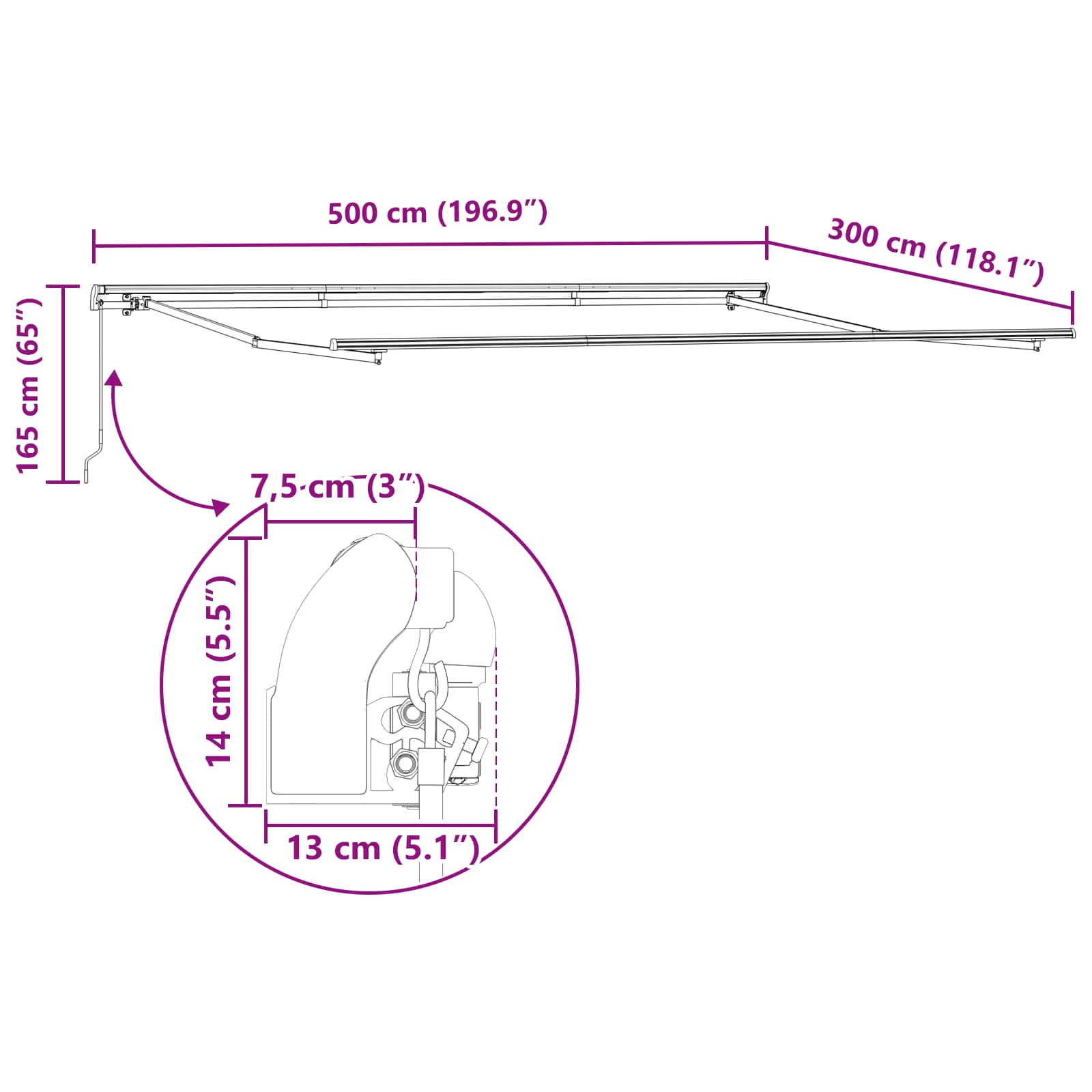 Povlačivi tende Žuta i narančasta 500 × 300 cm
