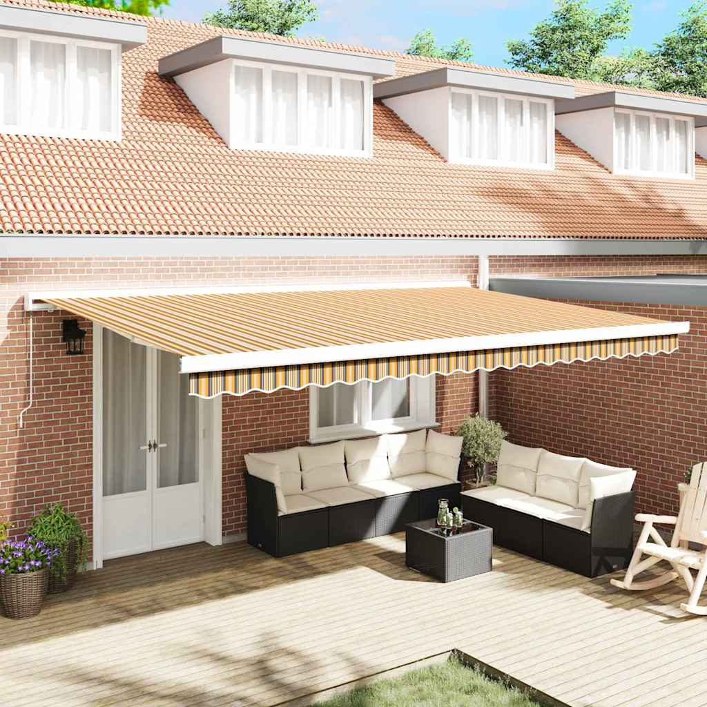 Povlačivi tende Šareni 500 × 300 cm Platno i Aluminij