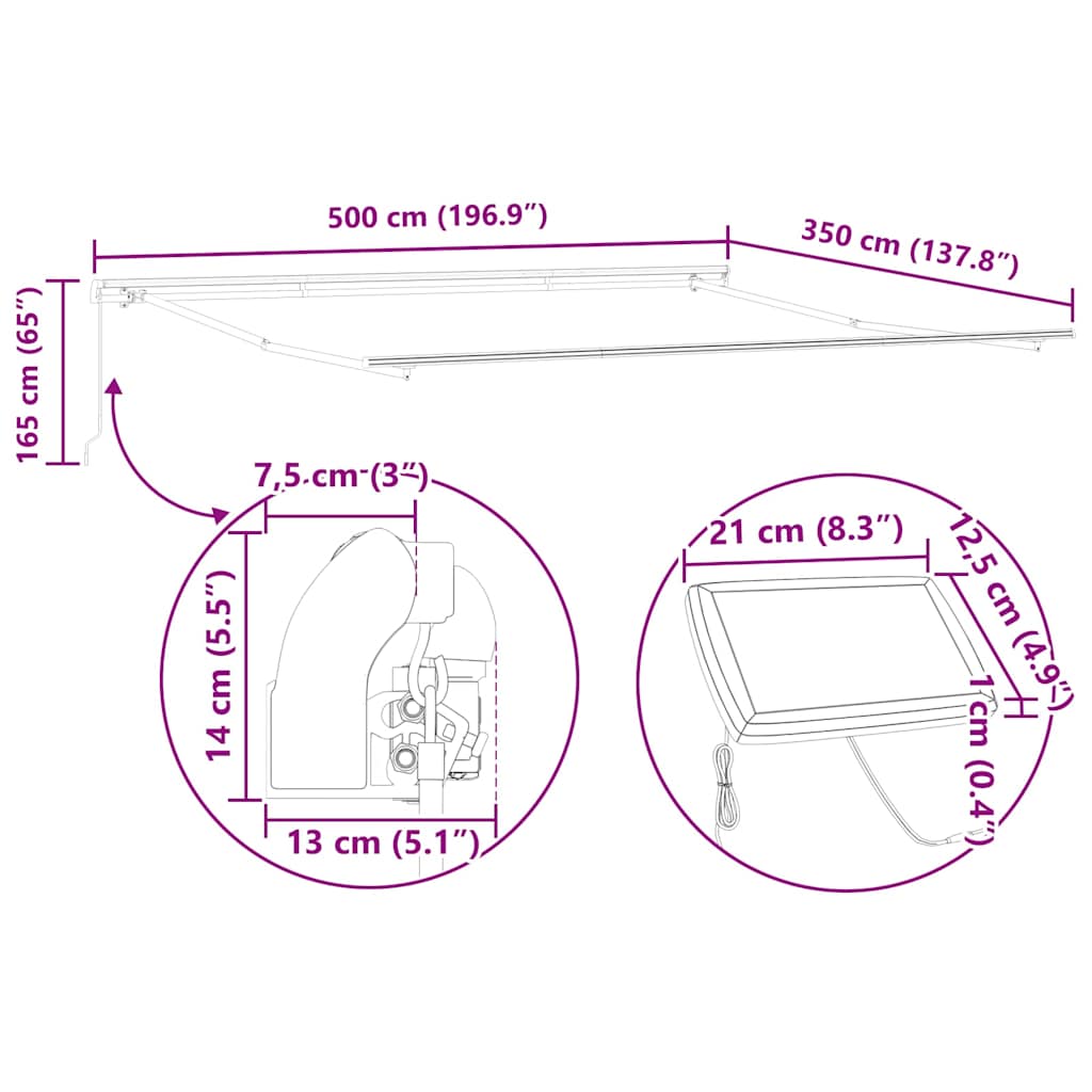 Skrovita tenda Žuta i narančasta 500 × 350 cm Tkanina i čelik