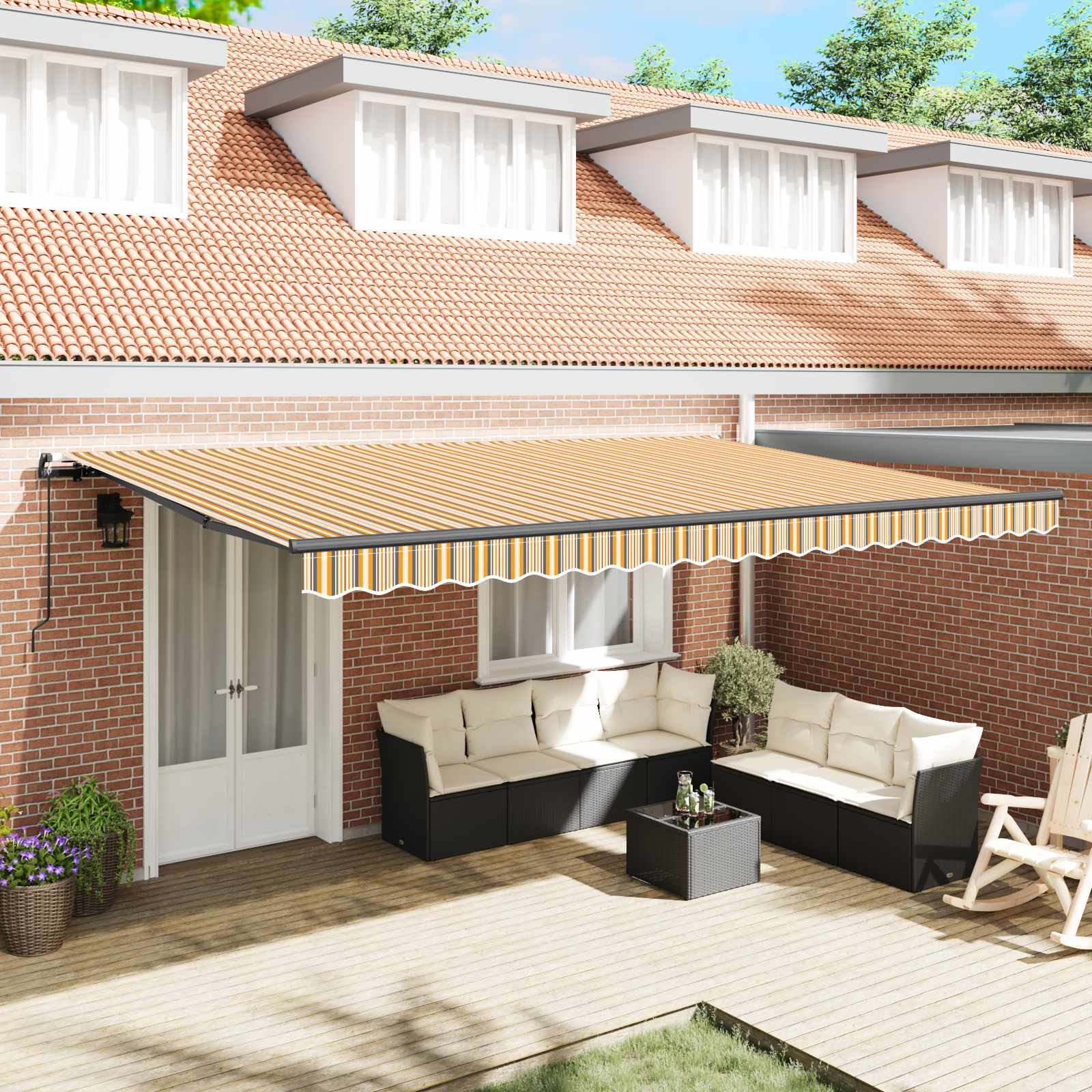 Povlačivi tende Šareni 500 × 350 cm Poliester i aluminij