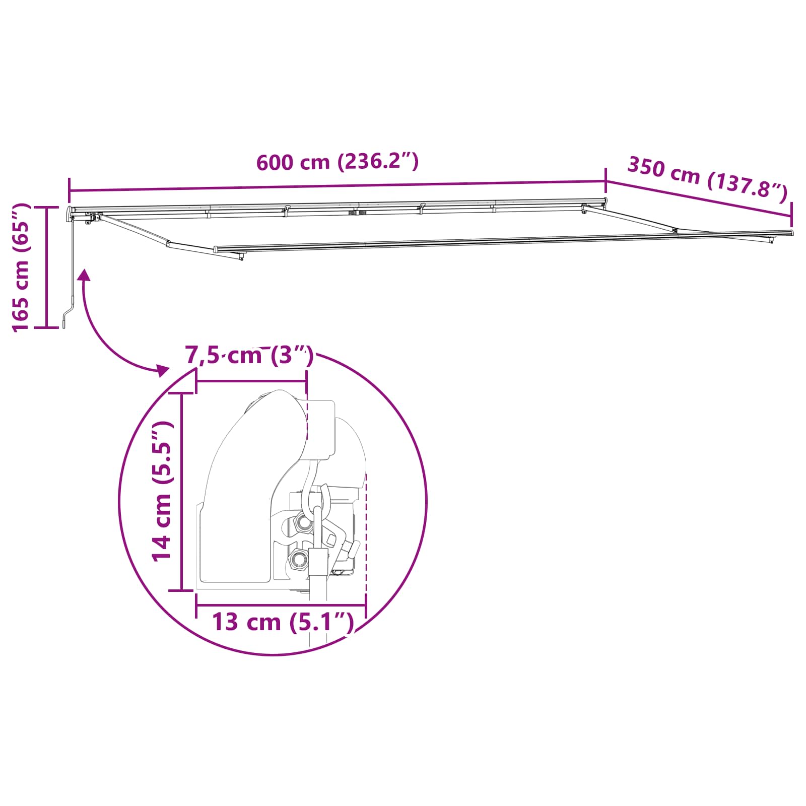 Skrovita tenda Žuta i narančasta 600 × 350 cm Poliester i čelik