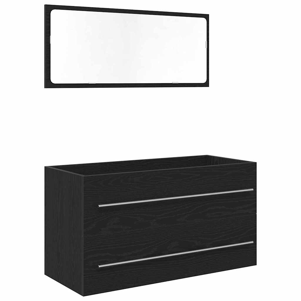 Kupaonski ormarić za sudoper s ladicama Zidne 3 pcs Crni hrast