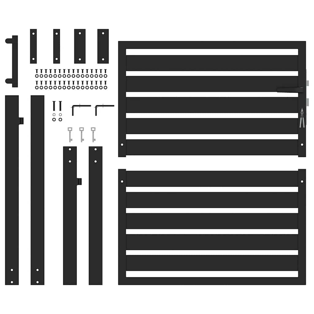 Vrtna vrata s mogućnošću zaključavanja crna 100x100 cm aluminijska