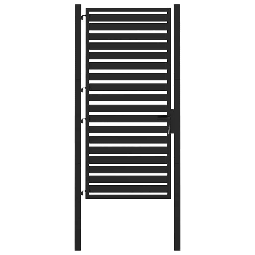 Vrtna vrata s mogućnošću zaključavanja crna 100x180 cm aluminijska