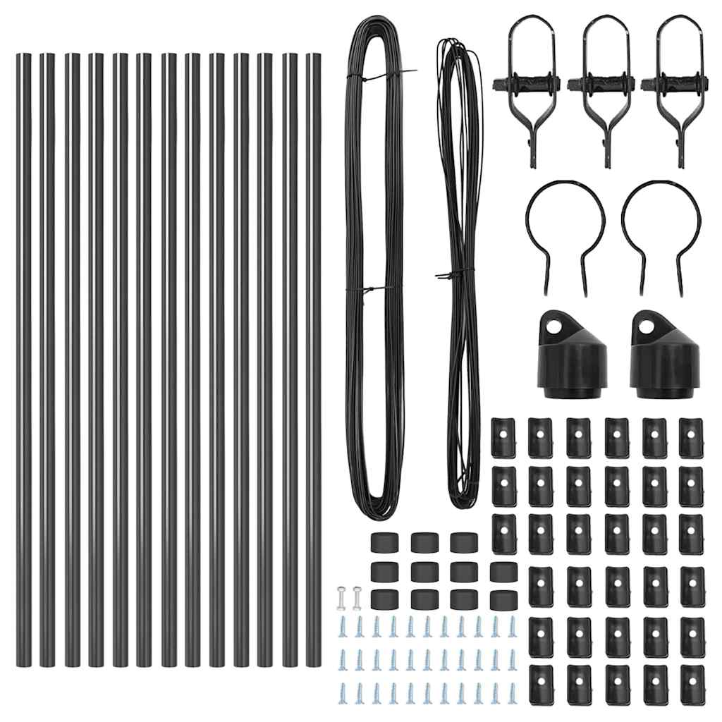 Ugrađeni stup za ogradu 13 pcs Siva Čelik obložen prahom