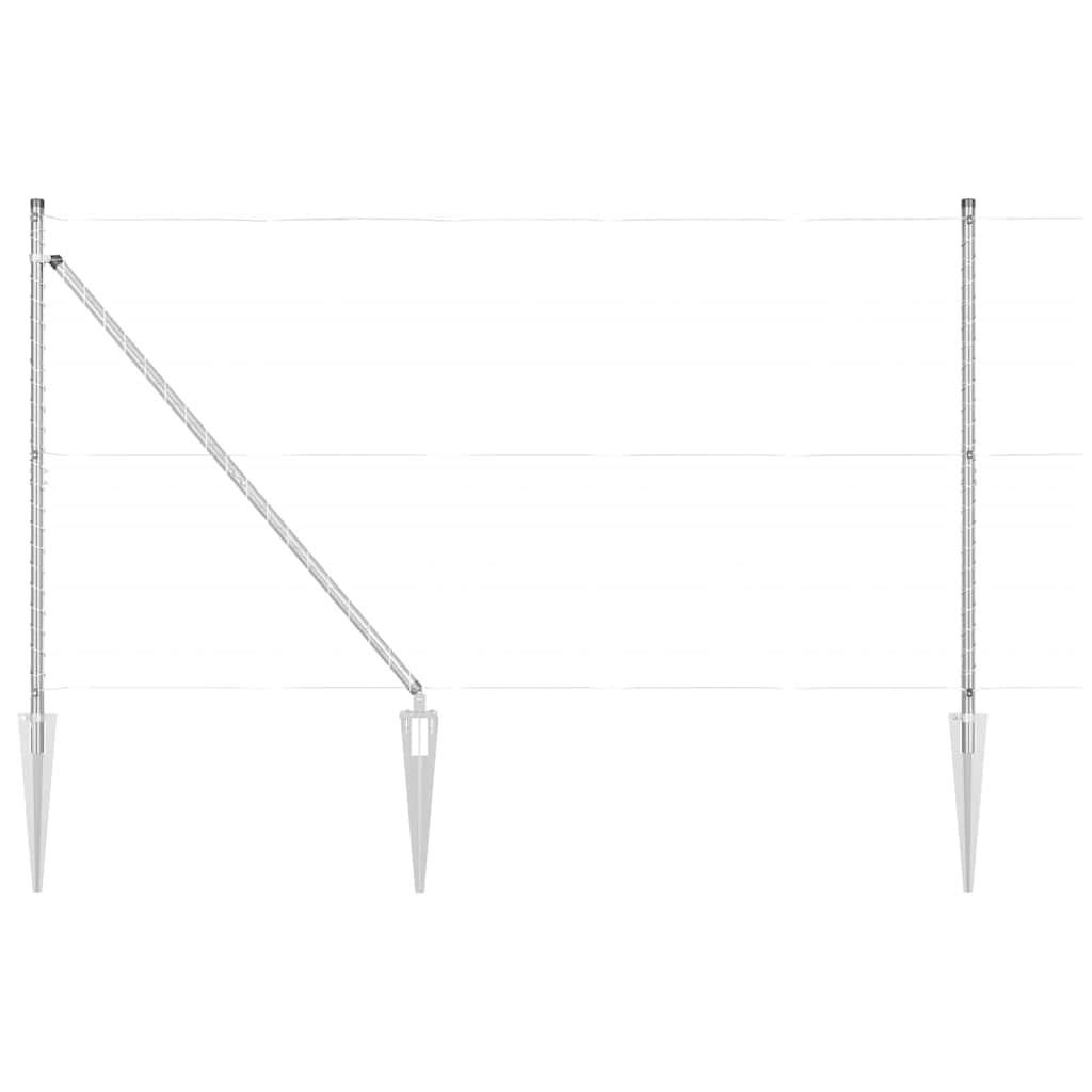 Stabić za ogradu s tlo 13 kom. Srebrna Čelik s prahom premazan
