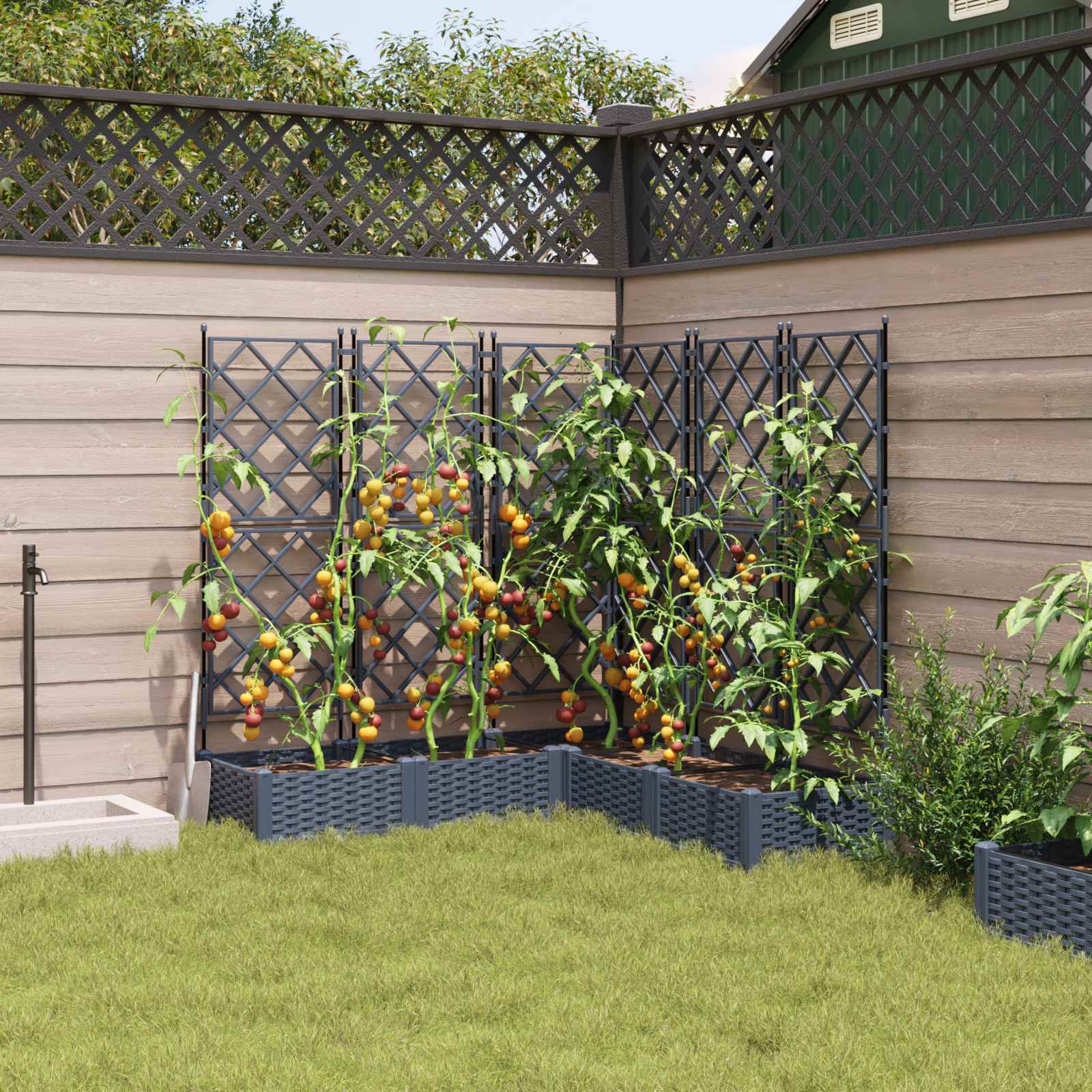 Vrtna saksija 5 pcs Sivi 120 x 120 x 125,5 cm Plastika