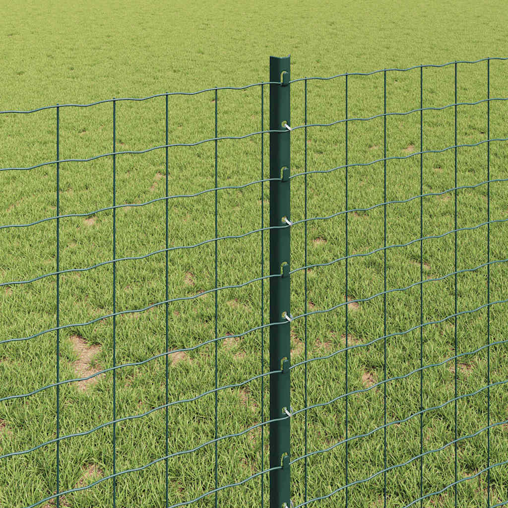 Ugrađeni stup za ogradu 11 pcs Zelena 140 cm