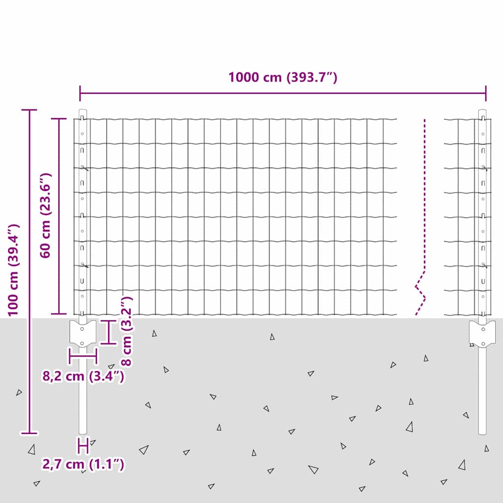Zavarena žičana ograda 10 x 0,6 m (Š x V) Čelik premazan PVC-om