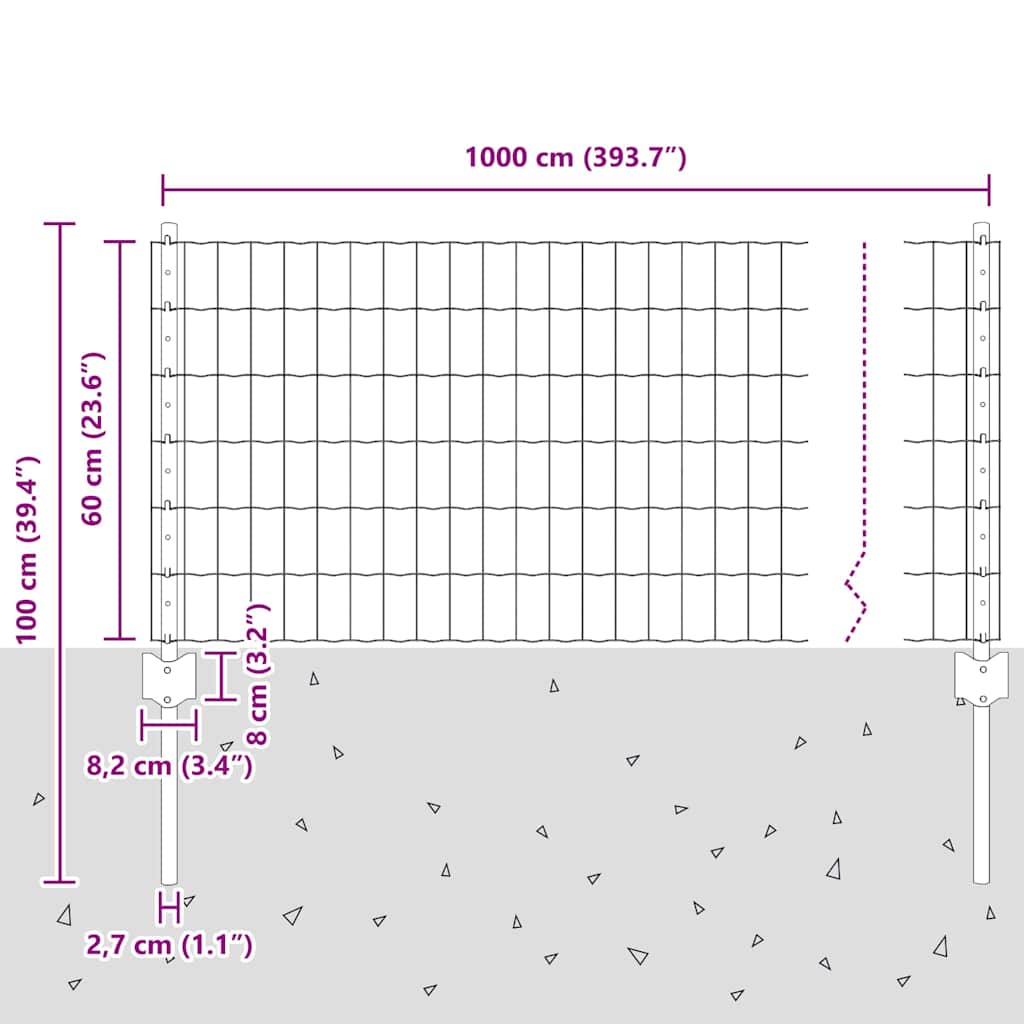 Zavarena žičana ograda 10 x 0,6 m (Š x V) Čelik premazan PVC-om