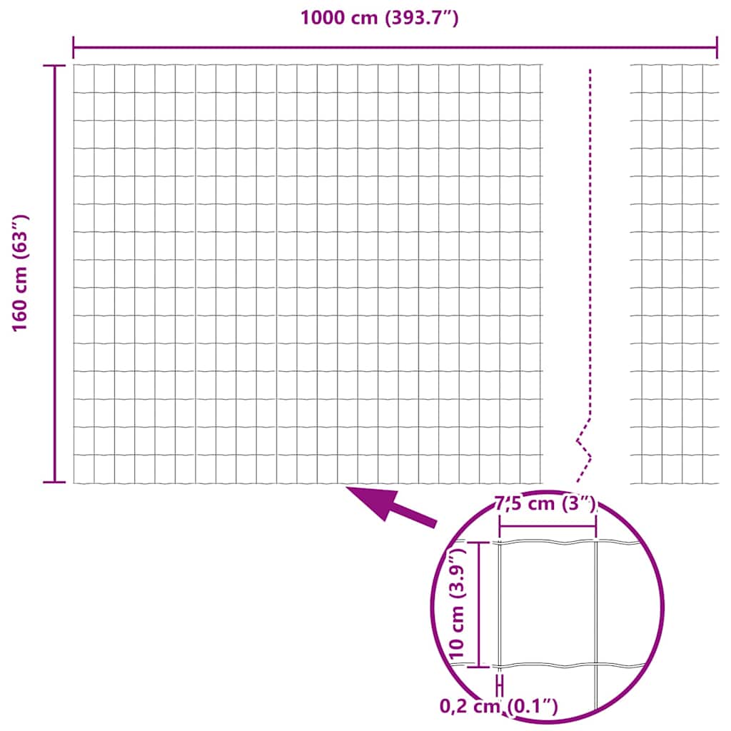 Zavarena žičana ograda 10 x 1,6 m (Š x V) Čelik premazan PVC-om