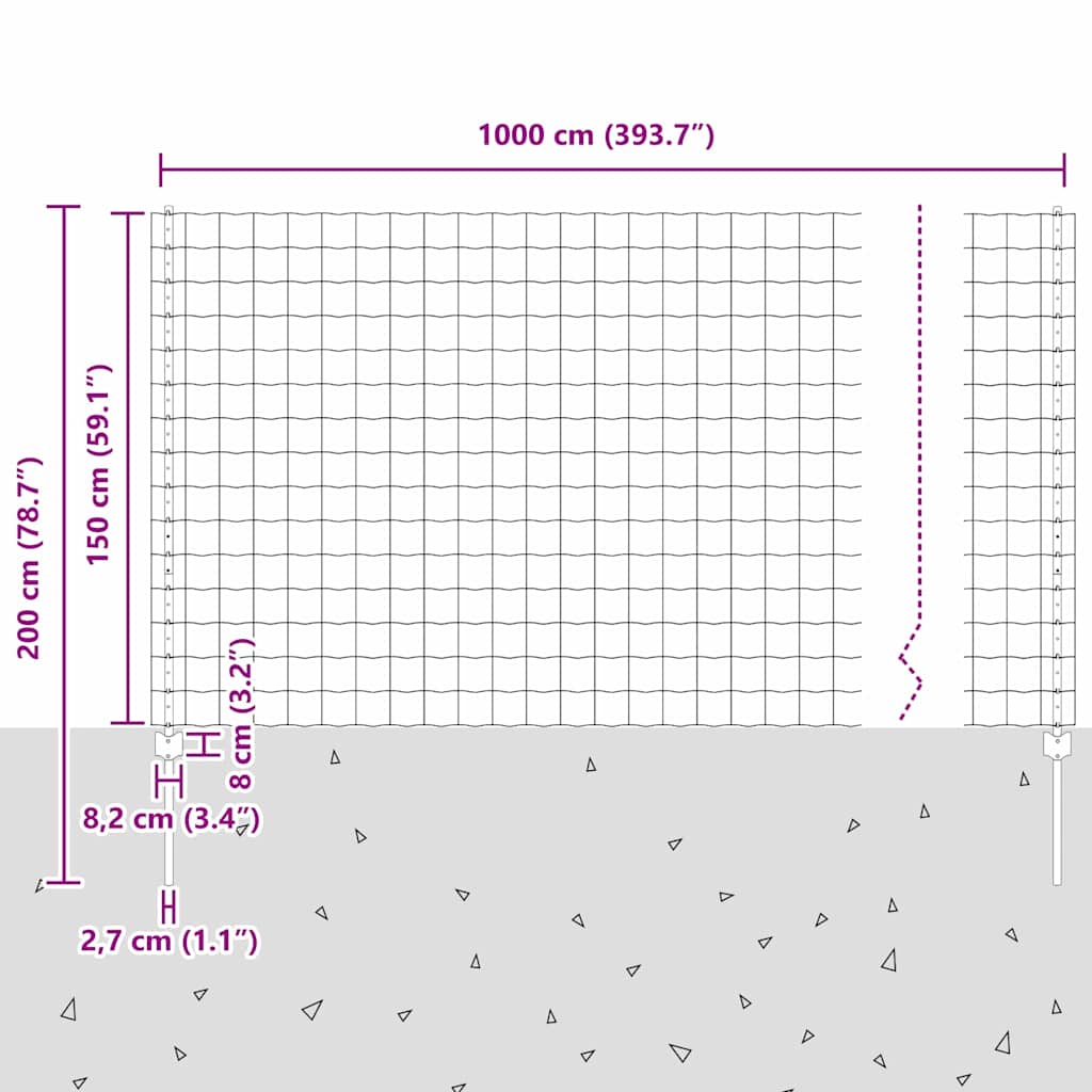 Zavarena žičana ograda 10 x 1,5 m (Š x V) Čelik premazan PVC-om