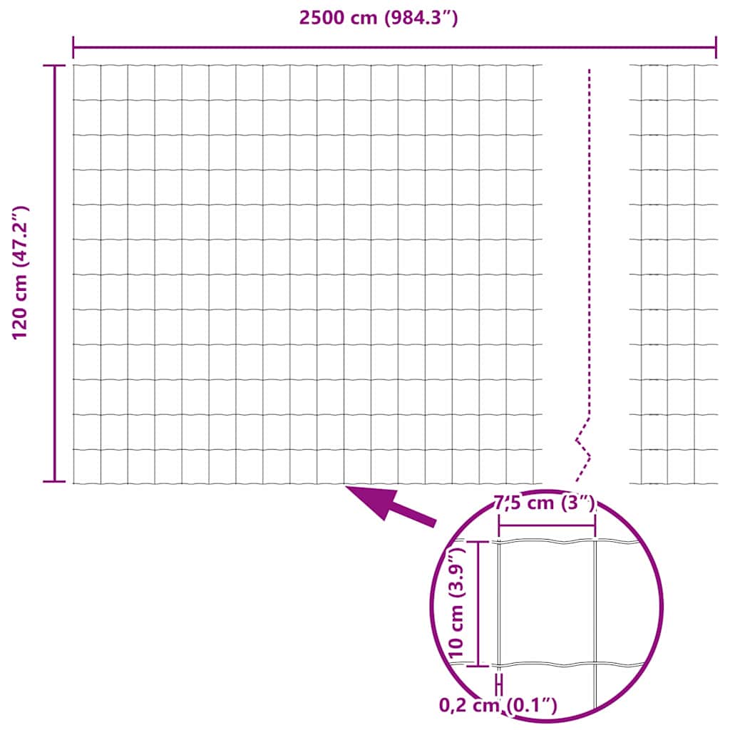 Zavarena žičana ograda 25 x 1,2 m (Š x V) Čelik premazan PVC-om