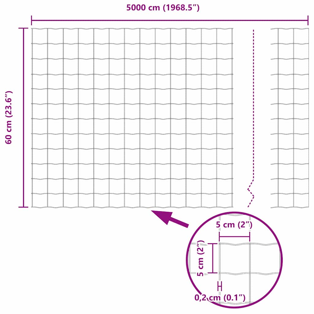 Zavarena žičana ograda 50 x 0,6 m (Š x V) Čelik premazan PVC-om