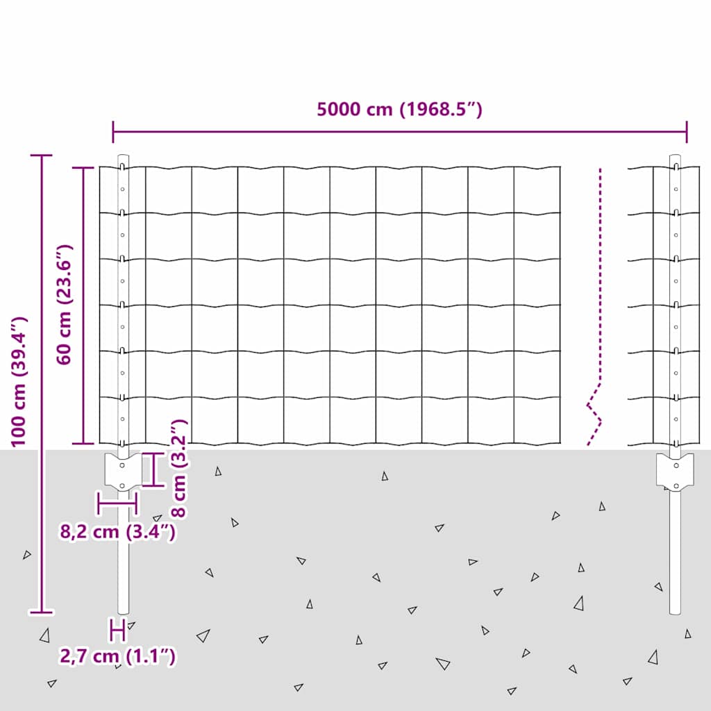 Zavarena žičana ograda 50 x 0,6 m (Š x V) Čelik premazan PVC-om