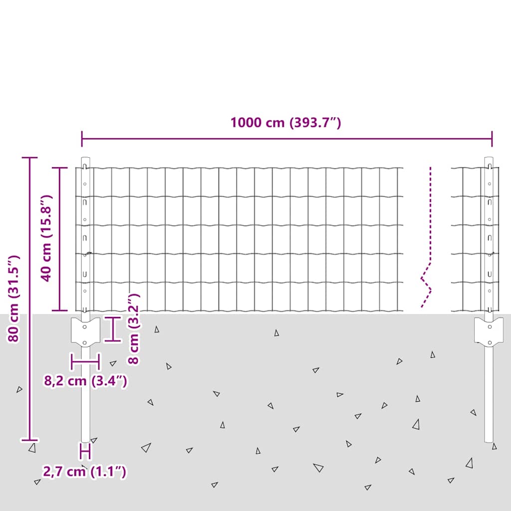 Zavarena žičana ograda 10 x 0,4 m (Š x V) Čelik premazan PVC-om