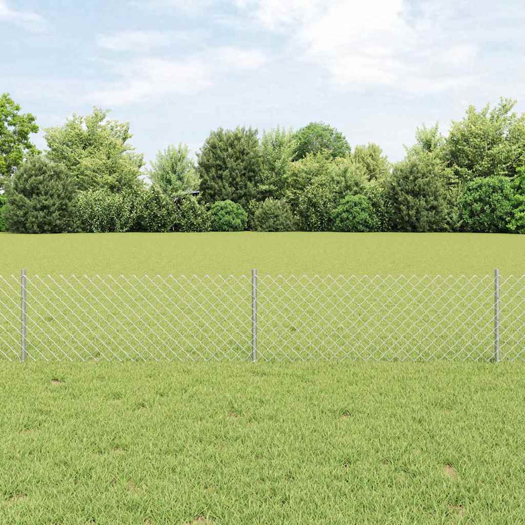 Ograda od lančanih veza s postom 25 x 0,4 m Srebrna Mreža