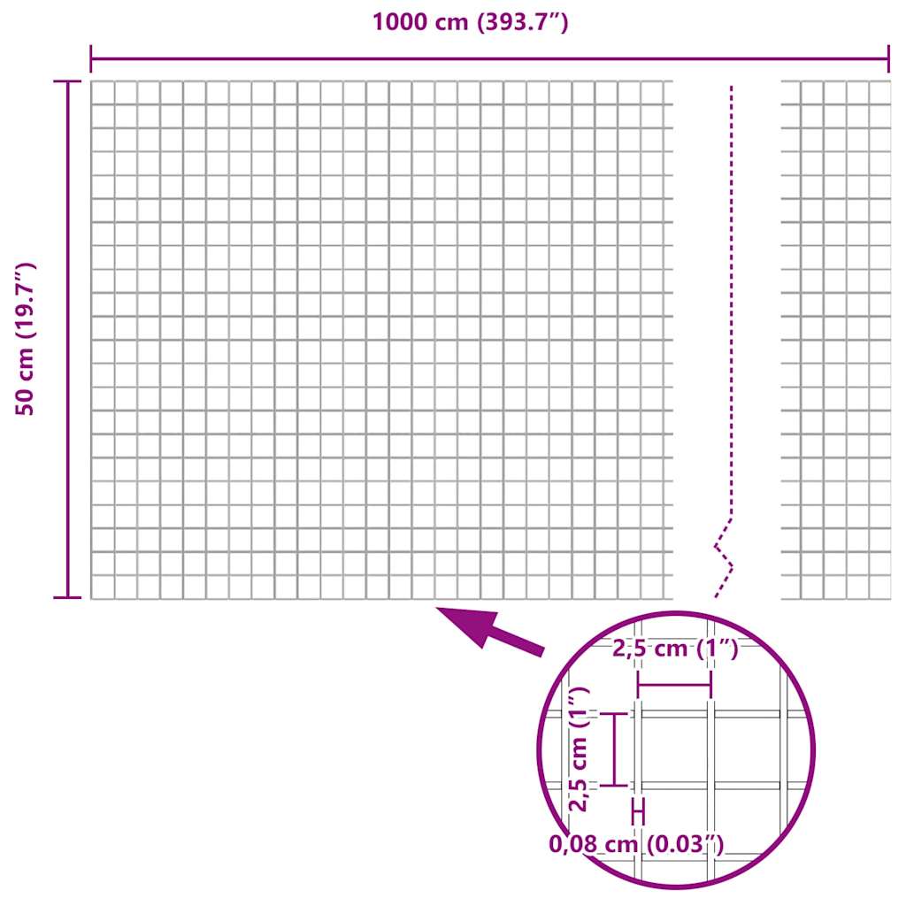 Zavarena žičana ograda s postom 10 x 0,5 m (Š x V)