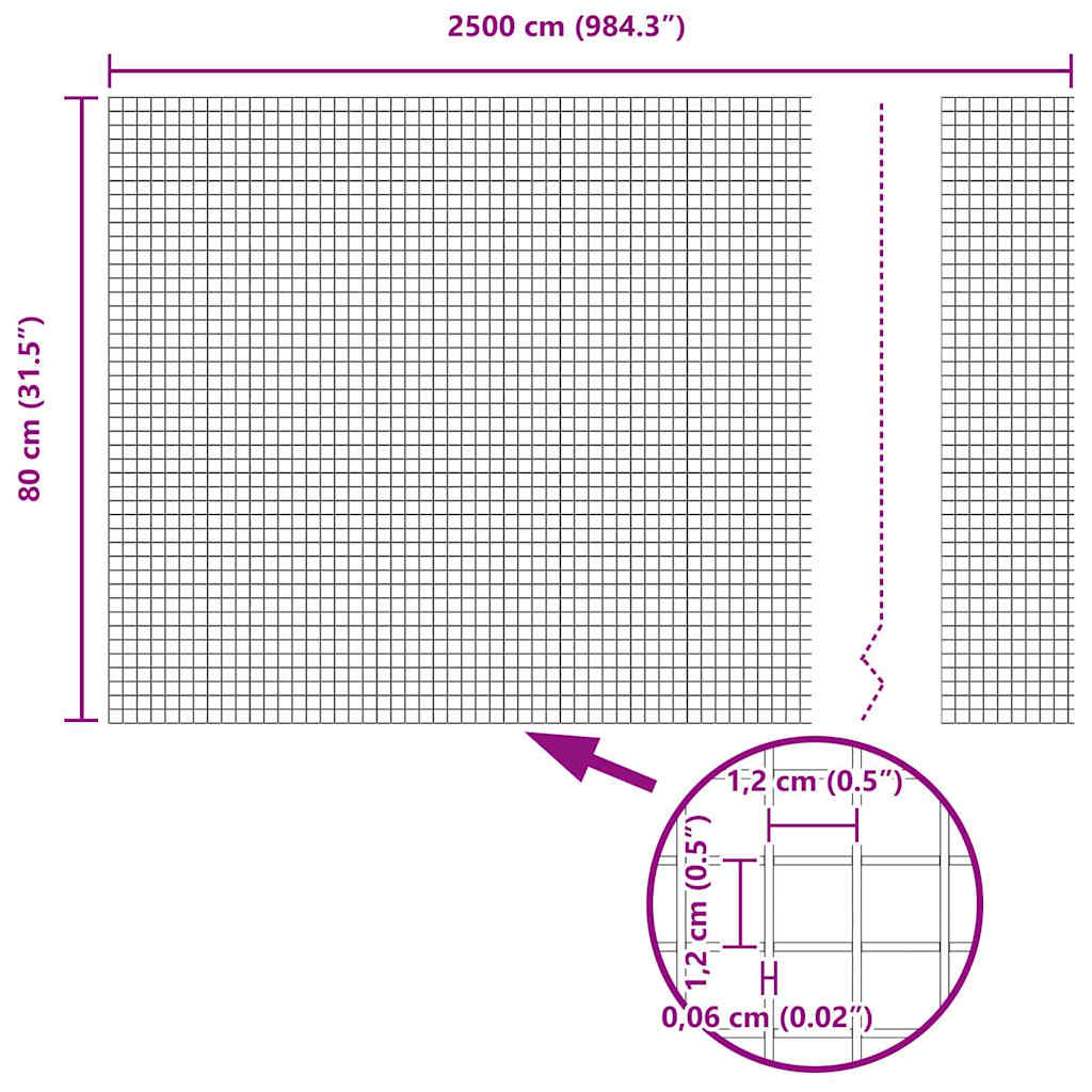 Zavarena žičana ograda s postom 25 x 0,8 m Srebrna Mreža