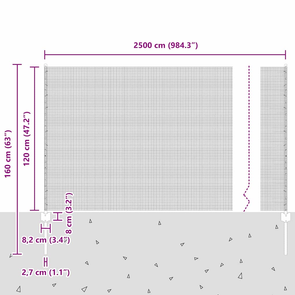 Zavarena žičana ograda s postom 25 x 1,2 m Srebrna Mreža