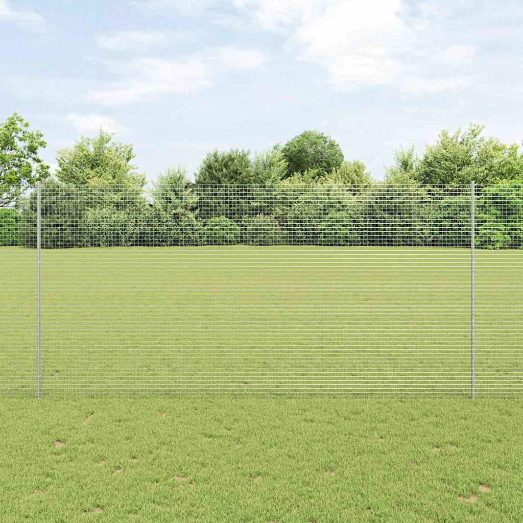 Zavarena žičana ograda s postom 25 x 1,5 m Srebrna Mreža