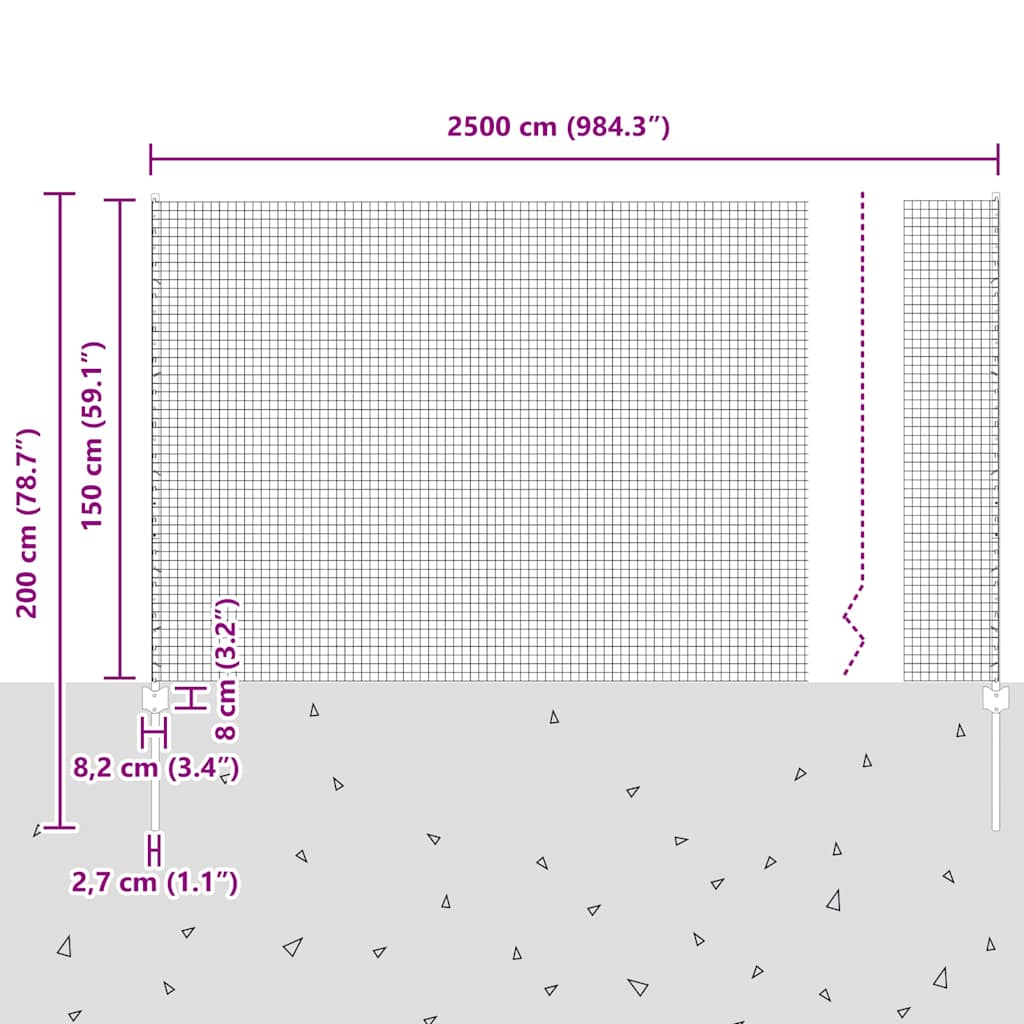 Zavarena žičana ograda s postom 25 x 1,5 m Srebrna Mreža