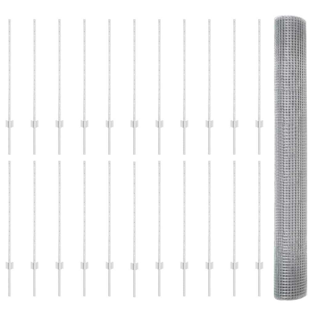 Zavarena žičana ograda s postom 50 x 1 m Vruće pocinčani čelik