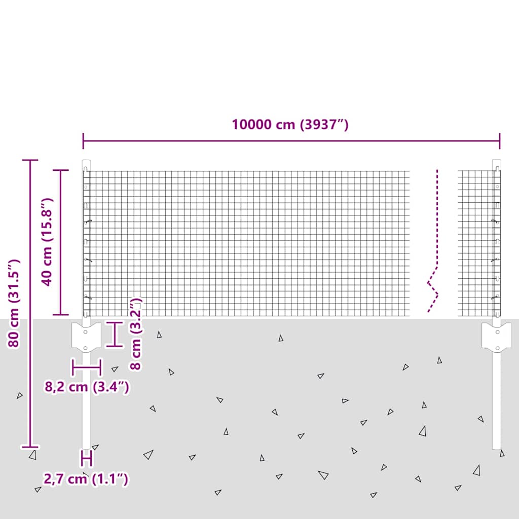 Zavarena žičana ograda s postom 100 x 0,4 m Srebrna Mreža