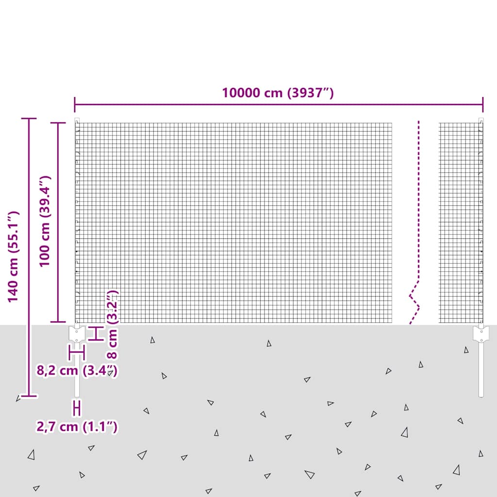 Zavarena žičana ograda s postom 100 x 1 m Vruće pocinčani čelik