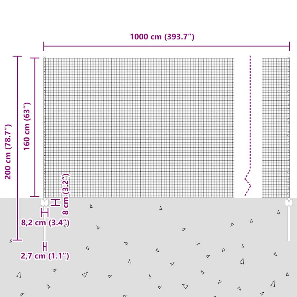 Zavarena žičana ograda s postom 10 x 1,6 m Zelena Mreža