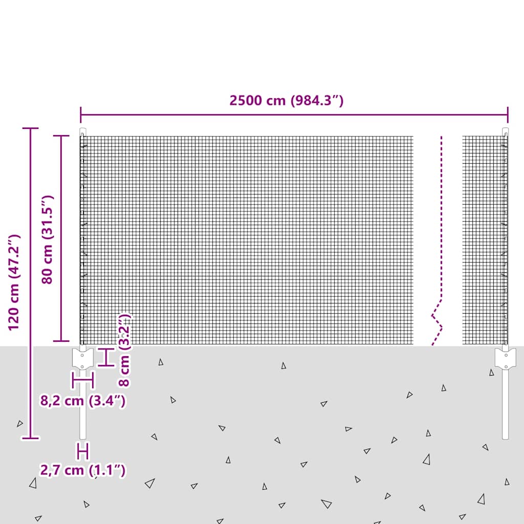 Zavarena žičana ograda s postom 25 x 0,8 m Zelena Mreža