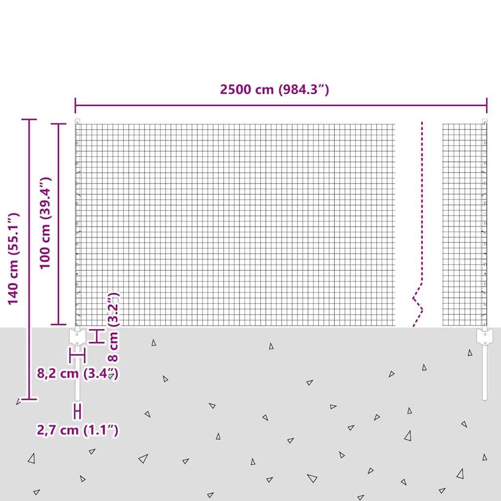 Zavarena žičana ograda s postom 25 x 1 m Vruće pocinčani čelik