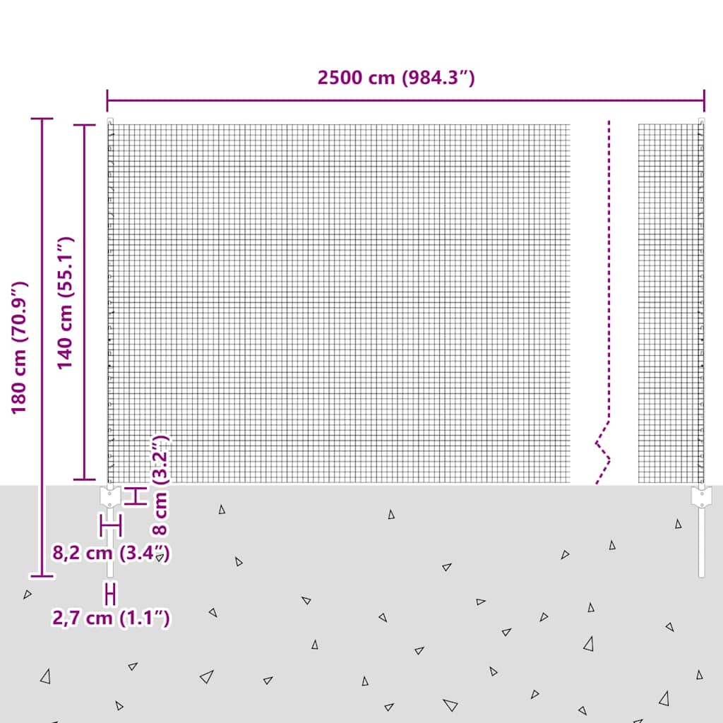 Zavarena žičana ograda s postom 25 x 1,4 m Zelena Mreža