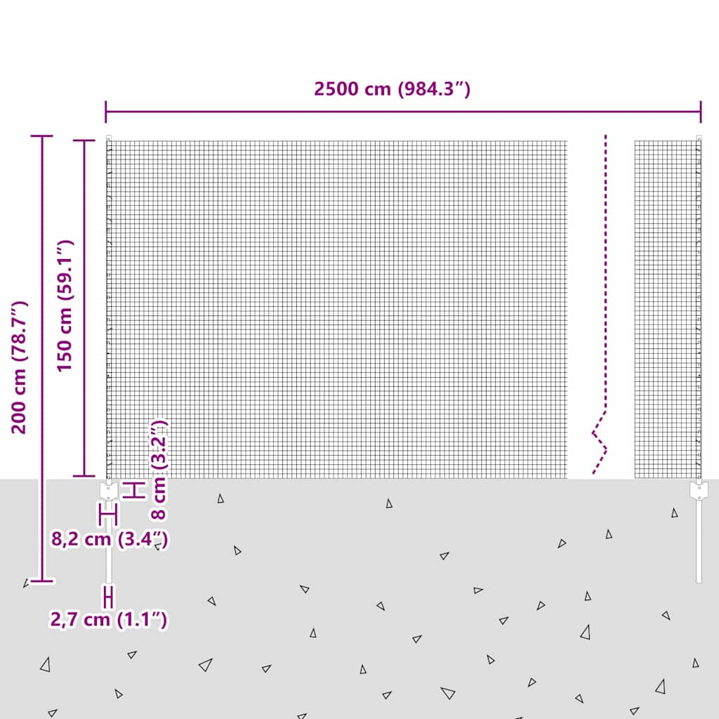 Zavarena žičana ograda s postom 25 x 1,5 m Zelena Mreža